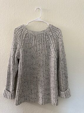 Massimo Dutti Marled Gray Crewneck Ribbed Sweater